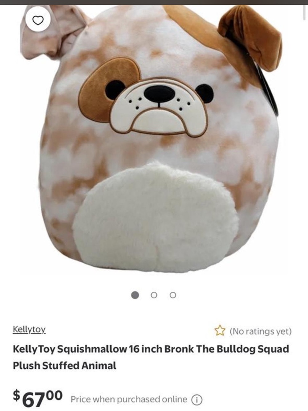 Bronk the Bulldog Plush 16" Dog KellyToy Squishmallow  - Brown & White